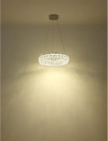 Globo 64140H Függesztett lámpa, krómozott fém, K9 átlátszó kristályok, ø: 600mm, M: 1500mm, tartozék: LED 50W 230V, 6210lm forrás, 4460lm kimenet, 4000K