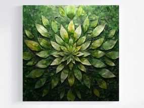 Poszter Zöld Mandala Levelekkel Természet Absztrakt 40x40