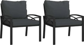 vidaXL 2 db acél kerti szék szürke párnákkal 68 x 76 x 79 cm