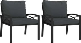 vidaXL 2 db acél kerti szék szürke párnákkal 68 x 76 x 79 cm