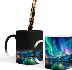 Bögre Mágikus Aurora Borealis Táj Fjordok Aranyos Mágikus Bögre