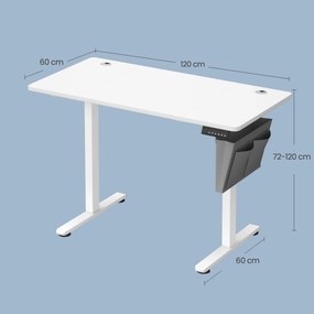 Állítható elektromos íróasztal 4 memória magassággal, 120x60cm, fehér
