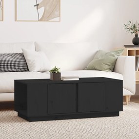 Fekete tömör fenyőfa dohányzóasztal 110x50x40 cm