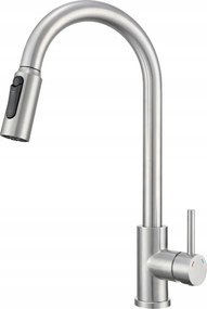 Háromutas konyhai csaptelep vízszűrőhöz Ezüst, kihúzható kifolyócsővel