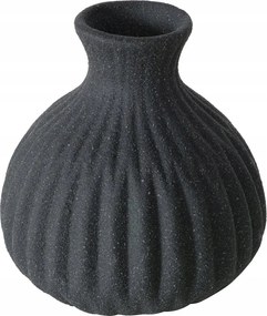 Kerámia Váza Kerek Csíkos Matt Fekete 10,5 CM Vízálló