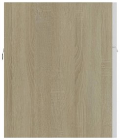 fehér és sonoma tölgy szerelt fa mosdószekrény 90x38,5x46 cm