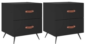 2 db fekete szerelt fa és vas éjjeliszekrény 40 x 35 x 47,5 cm