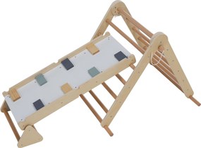 Montessori Pikler-háromszög 3 az 1-ben, természetes/színes, OPRIN