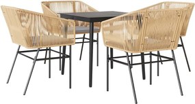 vidaXL 5 észes barna polyrattan üveg kerti étkezőgarnitúra párnával