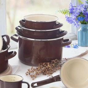 Orion Smaltált fazék szegéllyel Brown, 4 l, 4 l