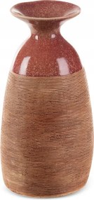 Dekorációs váza Elda 17x31 piros világosbarna, sima nyakkal