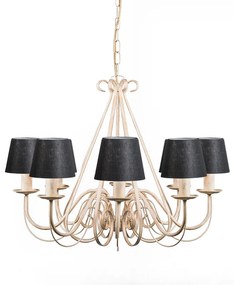 Csillár krém színű, fekete csipeszes búrával 12 cm - Giuseppe