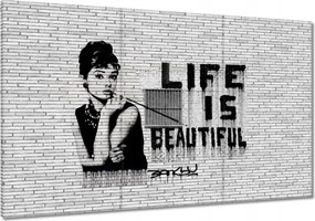 Festmények 120x80 Banksy Life is beautiful