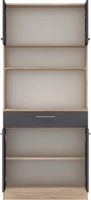 Négyajtós szekrény, artisan tölgy/grafit, DOMIS NEW