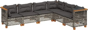 vidaXL 6 részes szürke polyrattan kerti ülőgarnitúra párnákkal