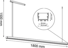 Antigo Hiate 1858 Függőlámpa 2x36W/LED 3000K 4709lm IP20