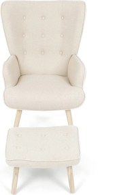 Relaxační křeslo, krémová, látka bouclé, AK-319 CRM2