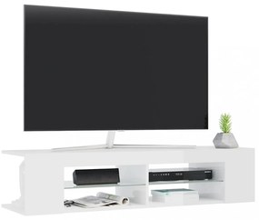magasfényű fehér TV-szekrény LED-lámpákkal 135 x 39 x 30 cm