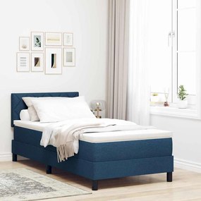 Boxspring ágy matraccal matracmal Sötét kék 90 x 190 cm szövet