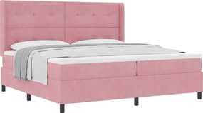 vidaXL Boxrugós ágy matracmal Rózsaszín 200 x 200 cm Bársony