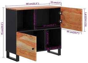tömör akácfa tálalószekrény 2 ajtóval 80 x 33 x 75 cm