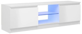 magasfényű fehér TV-szekrény LED lámpákkal 120 x 30 x 35,5 cm