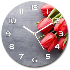 Egyedi üvegóra kerek Piros tulipánok pl_zso_30_f_99719823