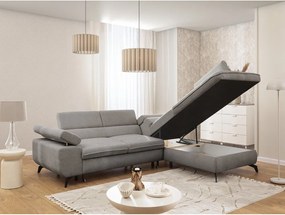 Világosszürke zsenília sarokkanapé (jobb oldali-L alakú) Marbeya – Ropez