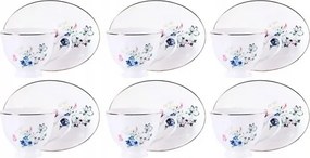 Matilda Csésze Csészealjjal 6+6 Fehér Finom Mintás 220ML Pillangó Virágok