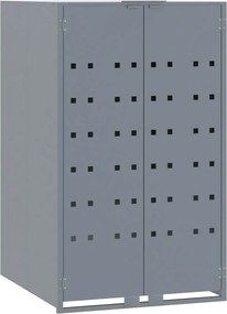 vidaXL szürke acél kerekes tároló 1 szemeteskukához 69 x 79 x 117 cm