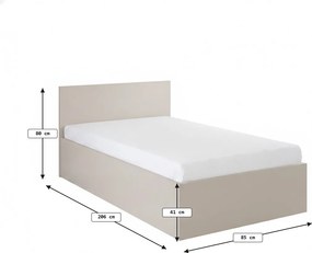 Ágy SOFIA 80 x 200 cm, kasmír bézs színű Ágyrács: Léces ágyrács, Matrac: Coco Maxi 20 cm matrac