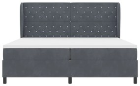Box Spring Ágy Matraccal, Sötétszürke, 200x200 cm, Bársony