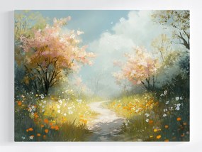 Poszter Tájkép Kilátás Út Ösvény Fák Tavasz 80x60