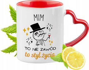 Piros bögre szív alakú füllel Mima Ajándék