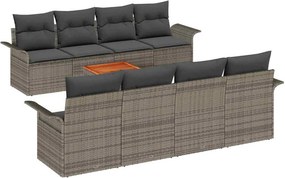 vidaXL Kerti Kanapé Szett tárolóval 9 pcs Szürke polirattan
