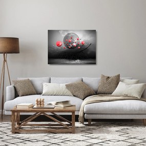 Piros absztrakt gömbök képe (üvegen) (70x50 cm)