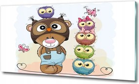 Fotó vászonkép edzett üveg mackó és bagoly 125x50