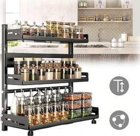 Álló fűszertartó állvány, 3 szintes polc a konyhapulthoz