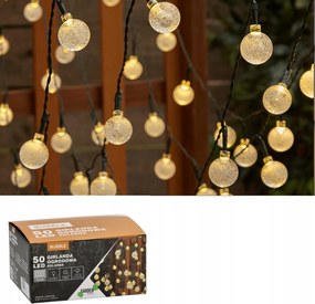 Szolár kerti fényfüzér 50 LED-del, dekoratív Gömbökkel, 9,35 m