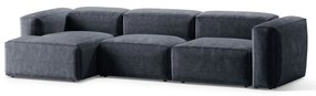 Szürkéskék kordbársony sarokkanapé (bal oldali-heverő résszel) Bergano – Cosmopolitan Design