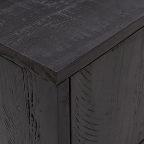 fekete tömör újrahasznosított fenyőfa TV-szekrény 90x30x40 cm