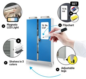 Fém iratszekrény JAN II, 1150 x 185 x 400 mm, szürke-kék