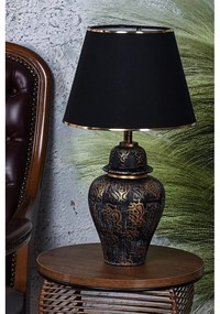 Fekete-aranyszínű asztali lámpa textil búrával (magasság 54 cm) Derin – Opviq lights