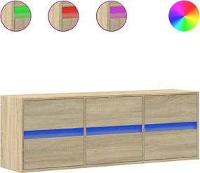 vidaXL sonoma tölgy színű fali TV-szekrény LED-ekkel 130x31x45 cm