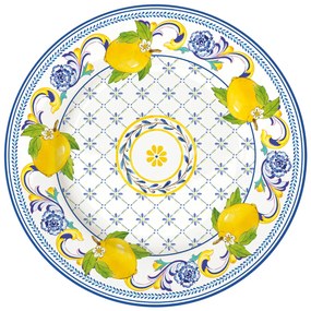 Mediterrán porcelán citromos desszertes tányér Positano