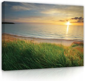 Vászonkép 100x75 Naplemente tenger tengerpart fű természet nyugalom nyár