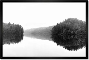 Poszter keretben 60x40 Tó sziget fekete