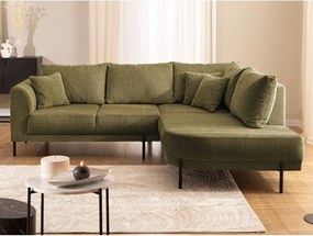 Zöld zsenília sarokkanapé (jobb oldali-L alakú) Mauris – Ropez