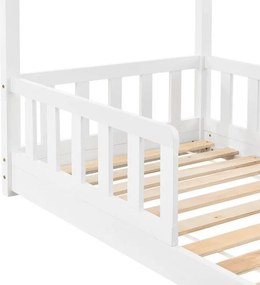 Gyermekágy házikó 80×160 cm ágyrács és korlát