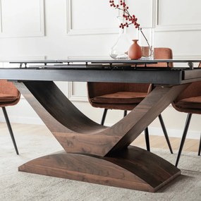 ALICANTE asztal 160–200 cm, fekete márvány / dió